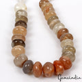 Moonstone Gemstone Beads Natural 9” Strand Smooth Rondel Brown Gray White Earth