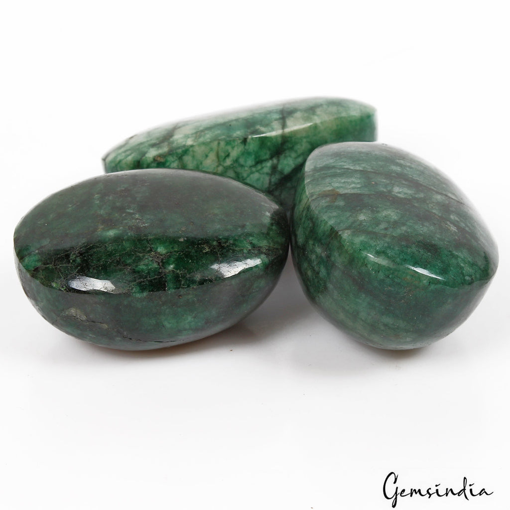 1300 Cts/3 Pcs Natural Brazilian Green Emerald Oval Cab Loose Wholesale Gems Lot