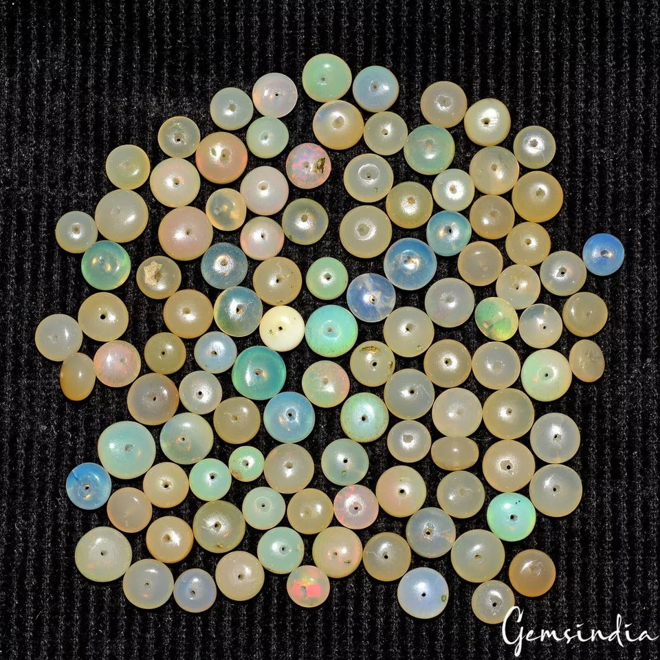 64.90 Ct/108 Pcs Natural Multi Shine Ethiopian Opal Loose Drill Bead Gem