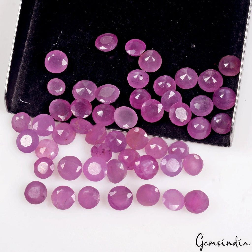 26.60 Cts/50 Pcs Natural Mozambique Pink Redd Ruby 3.5mm-4mm Round Cut Gems Lot