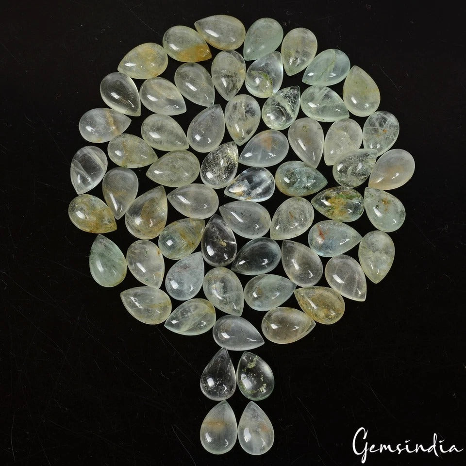 182.40 Cts Natural Blue Green Aquamarine Pear Cab 11mm-12mm Jewerlry Gemstones