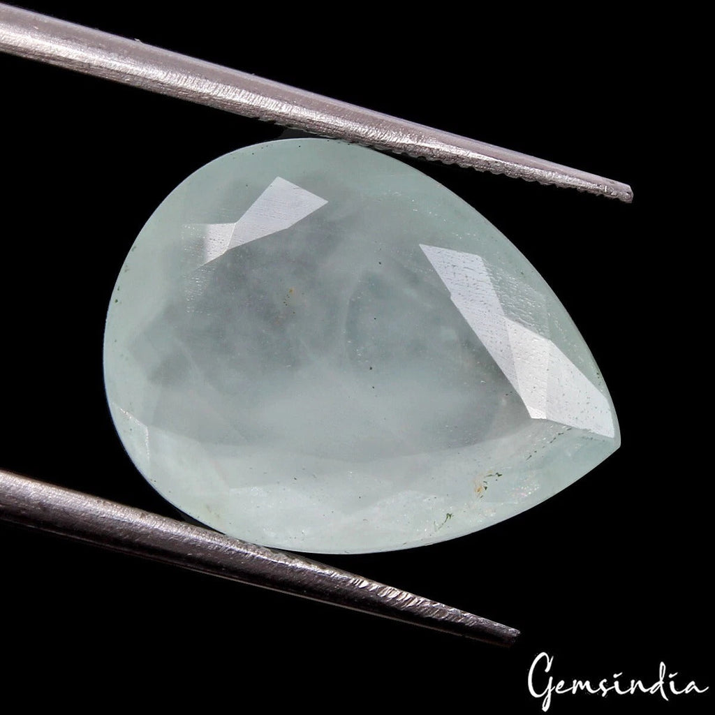 9.90 Cts Natural Blue Green Aquamarine Pear Cut Loose Unheated Brazil Gemstone