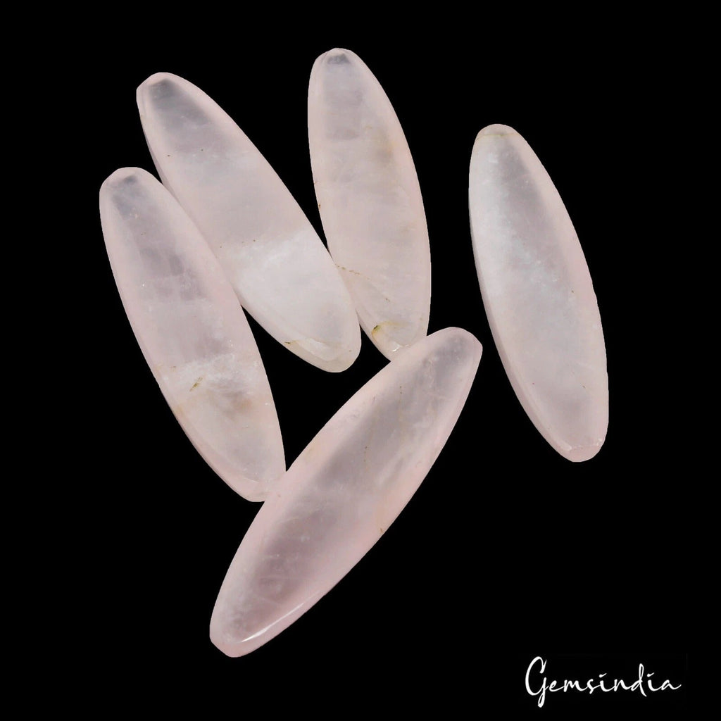 115.10 Ct Natural Untreated Pink Rose Quartz Marquise Cut Cab Certified Gems Lot