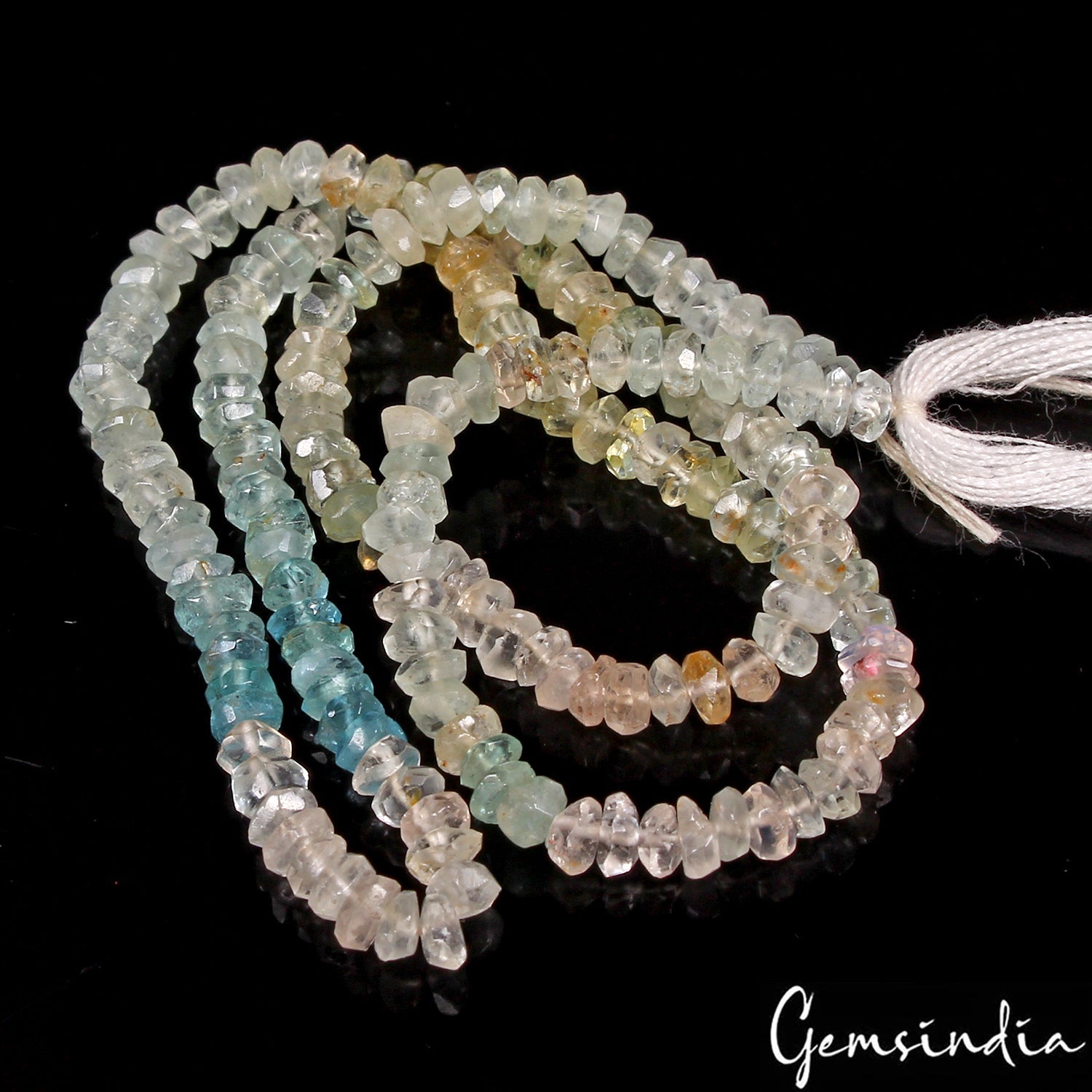 35.20 Cts AAA Aquamarine Gemstone 6mm Round Cut Faceted Loose Beads Strand~14"