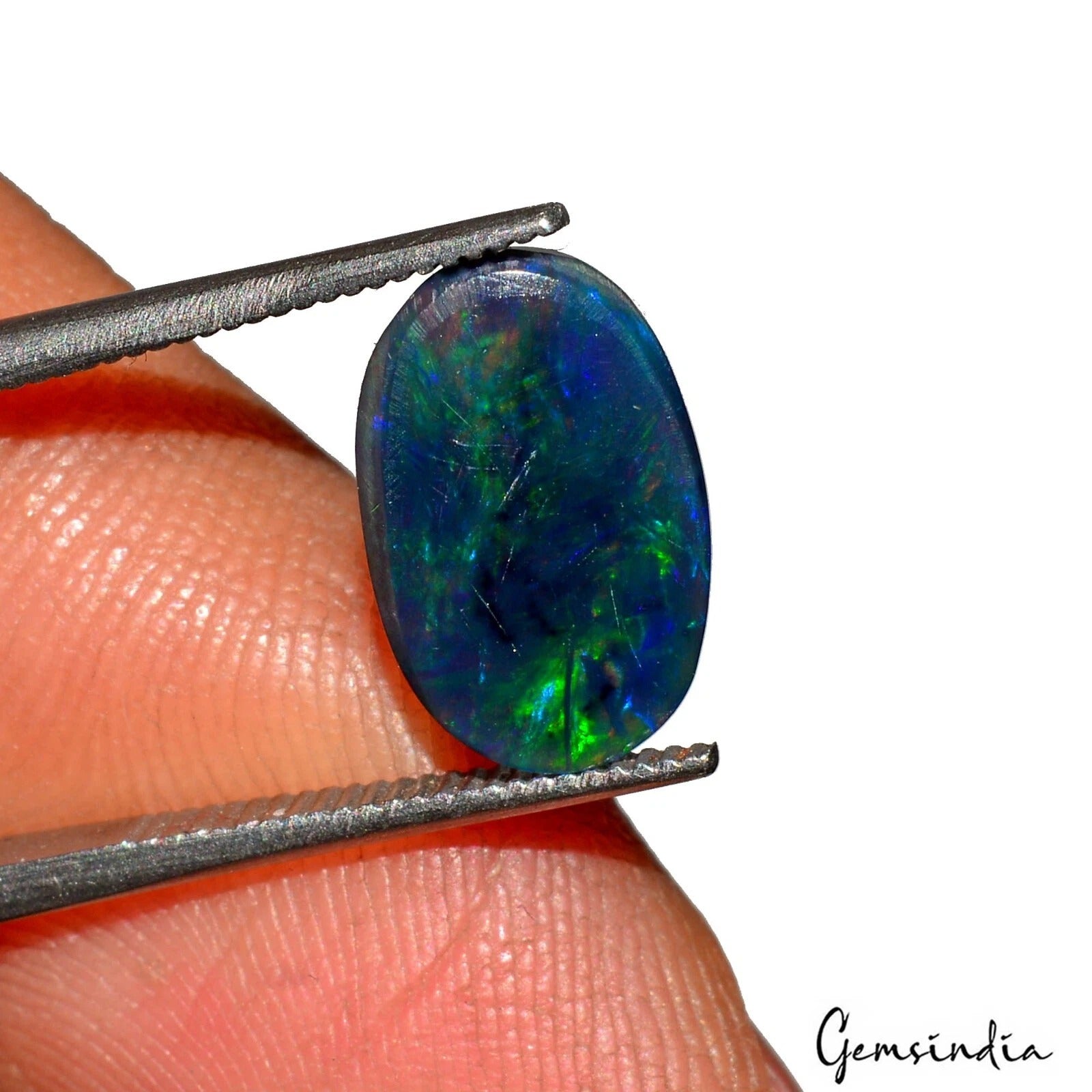 Opal Cabochon, Black — 11x7x4 mm, 1.85 Ct, Ethiopia