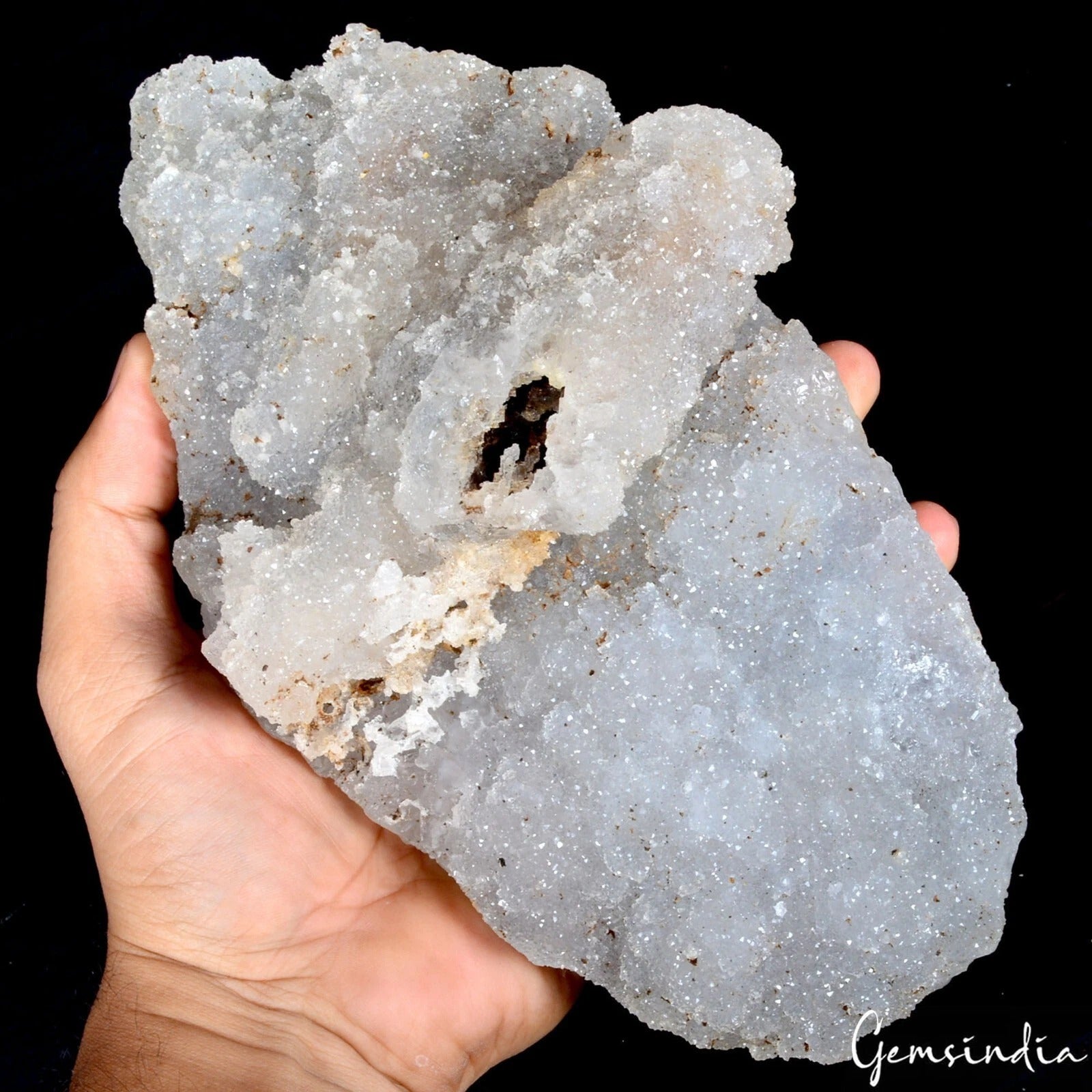Quartz Geode Crystal Cluster Raw Mineral Display Specimen Sparkle Stone 1.5 kilo