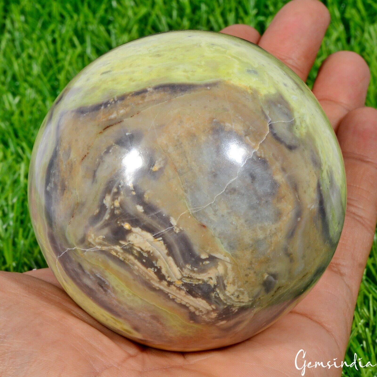 2950 Cts Natural Chrysoprase Gemstone Sphere Crystal /Reiki Healing Mineral ~ 3"