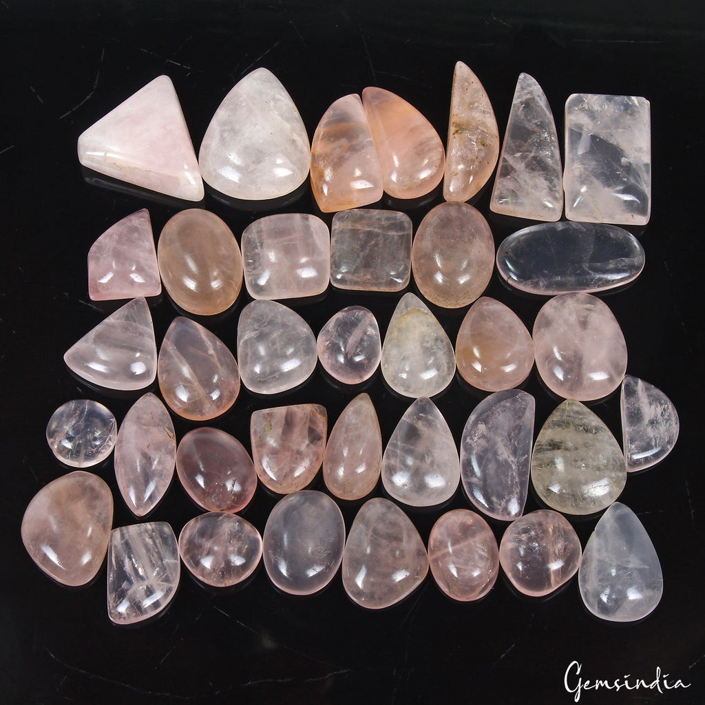 500 Ct Natural Untreated Pink Rose Quartz Mix Cabochon Loose Wholesale Gems Lot