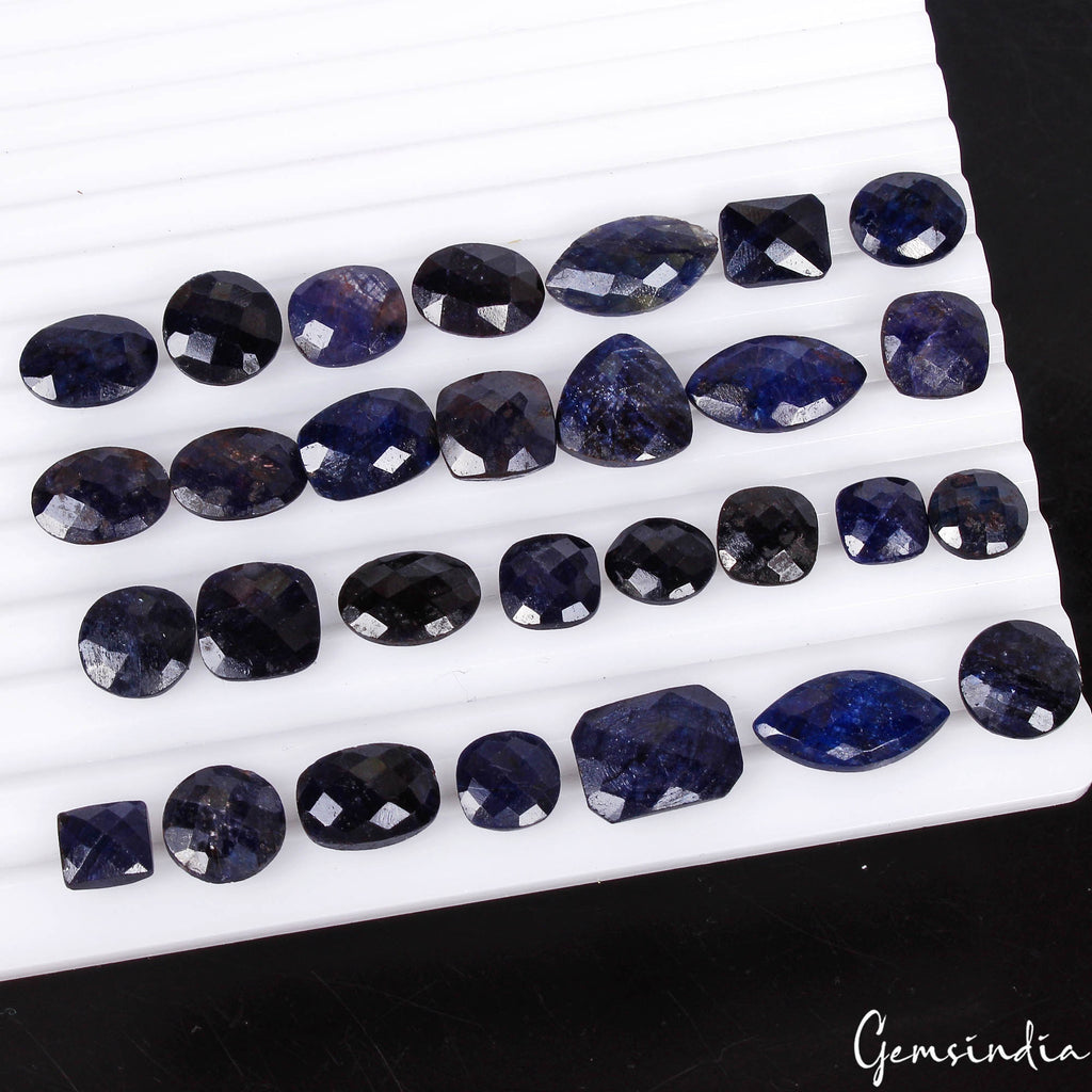 202.30 Cts/29 Pcs Natural Blue Sapphire Mix Checker Cut Loose Gems For Jewelry