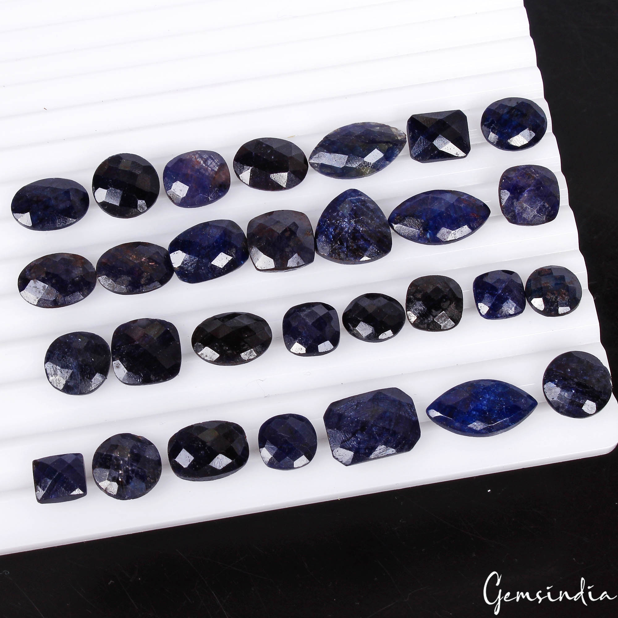 202.30 Cts/29 Pcs Natural Blue Sapphire Mix Checker Cut Loose Gems For Jewelry