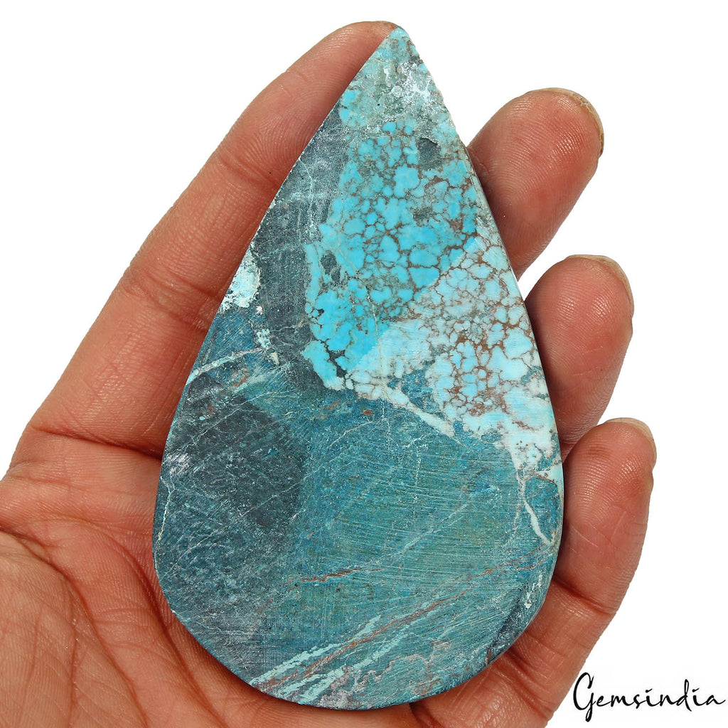 380 Ct Natural Blue Spiderweb USA Arizona Turquoise Pear Cab Loose Huge Gemstone