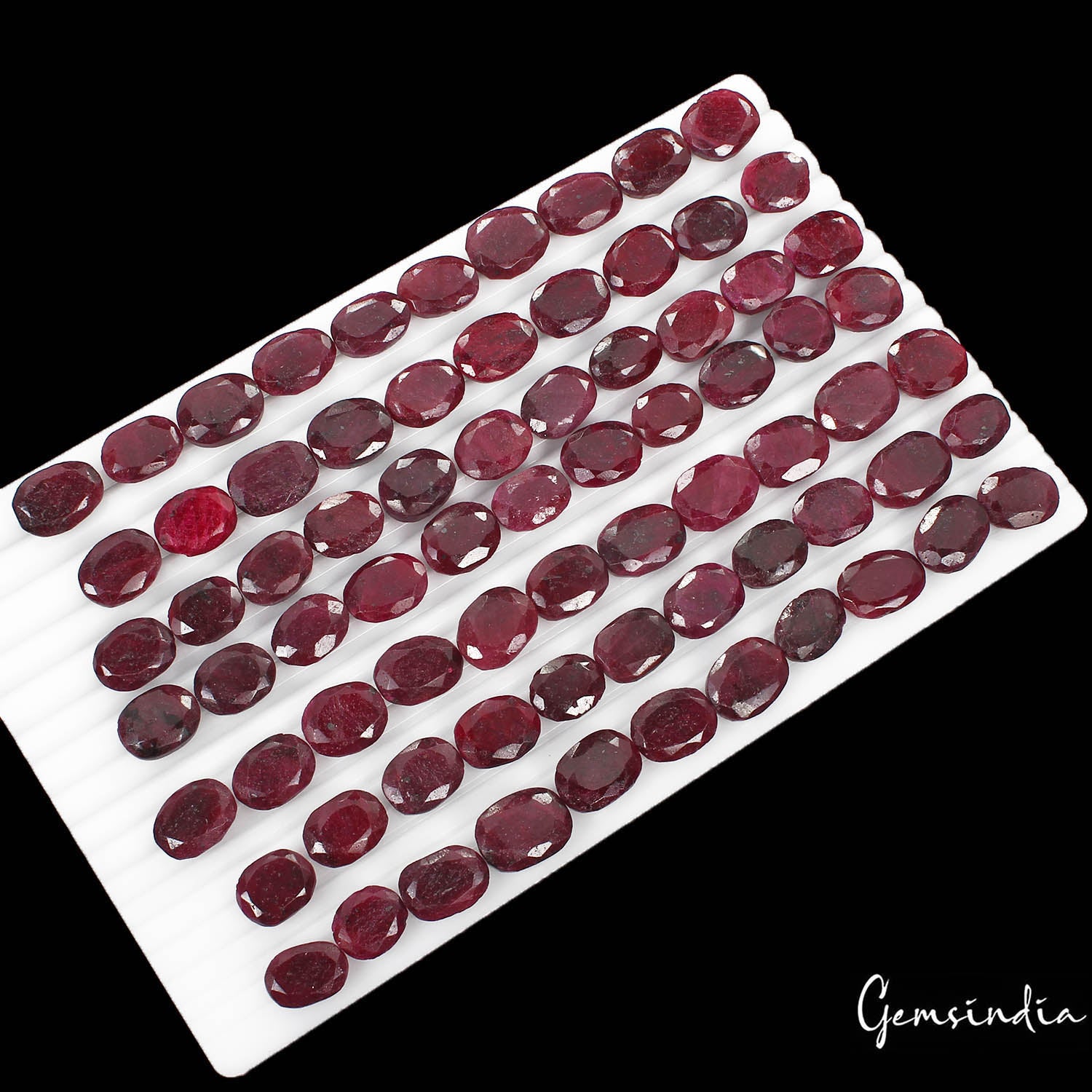 Ruby Lot, Loose Gemstone, Color Enhanced, Dark Red — 75 Pieces, 15mm to 19mm, 1450 Ct, Madagascar