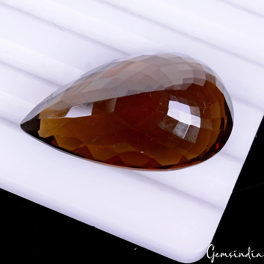 Certified 49.20 Cts Natural Untreated Brazilian Beer Quartz Citrine Pear Cut Gem