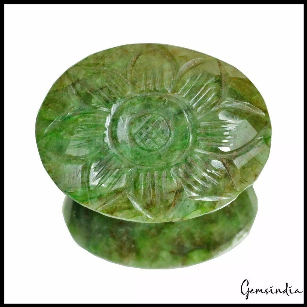 300 Cts Natural Green Emerald Hand Carved Huge Pendant size Certified Gemstone