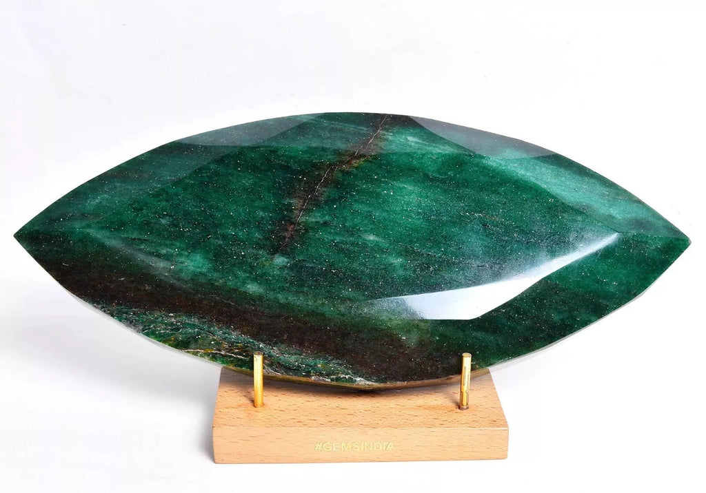 3.5 Kilo Untreated Bottle Green Aventurine Marquise Cut Museum Grade Gemstone