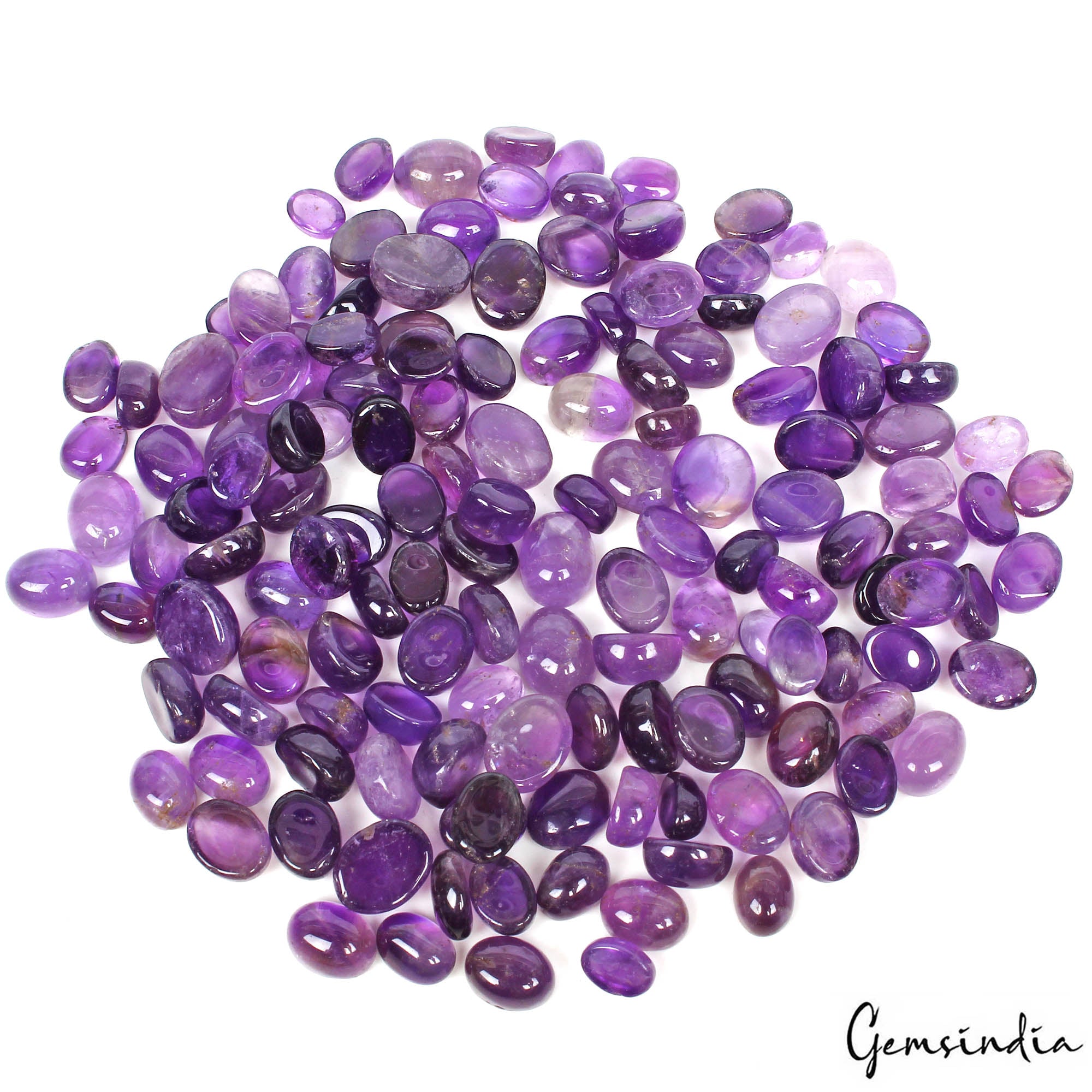 Certified 290 Cts/144 Pcs Natural Untreated Purple Amethyst Oval Cab Gems Lot