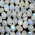 53 Pcs Natural Rainbow Moonstone 7x5mm Oval Blue Shines Cabochon Gemstones Lot