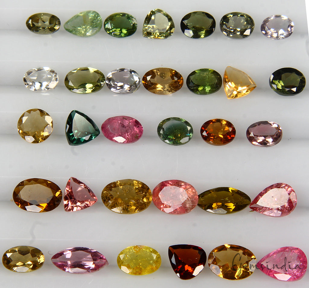 Tourmaline Lot, Loose Gemstone, Oval, Pear, Round, Marquise & Trilion Cut, Untreated — 32 Pieces, 4mm to 8mm, 15.00 Ct, Mozambique