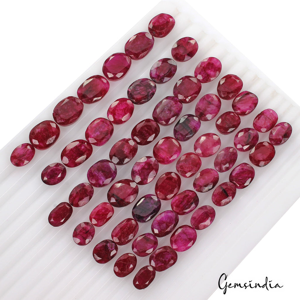 480 Ct Natural Red Pink Beryl Oval Faceted Loose Wholesale Gemstone Lot 54 Pcs