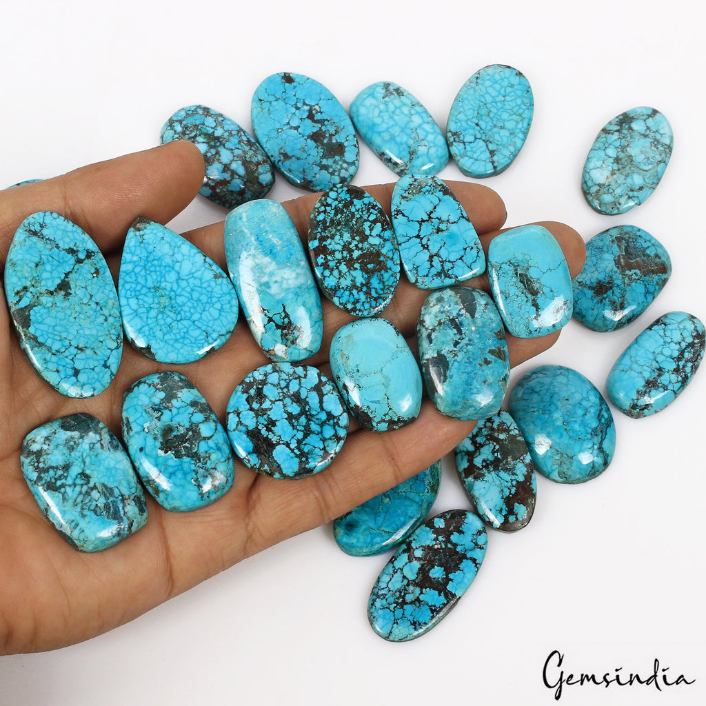 940 Ct Natural Spiderweb Blue Turquoise Mix Cabochon Loose Gemstone Lot 23  Pcs