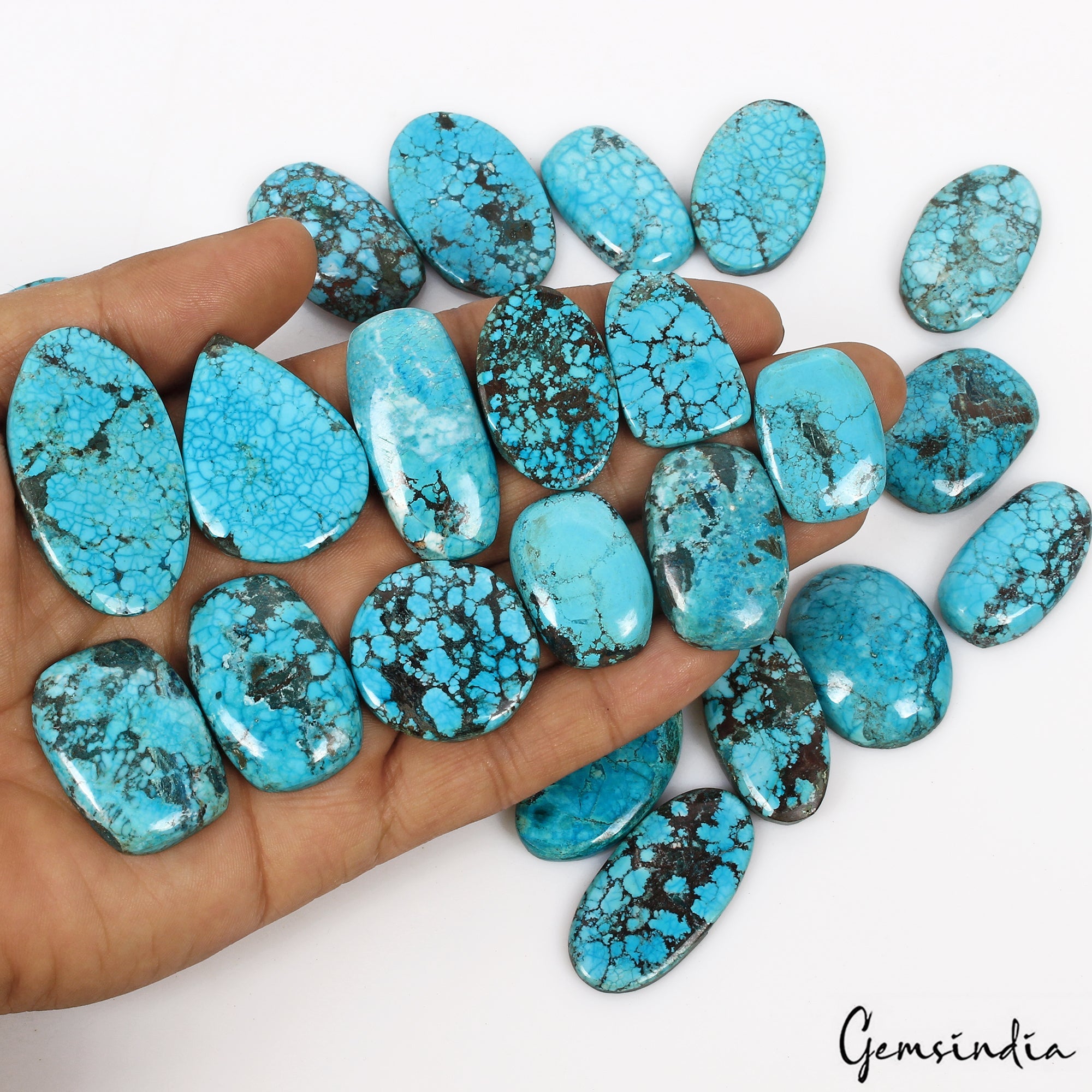 940 Ct Natural Spiderweb Blue Turquoise Mix Cabochon Loose Gemstone Lot 23  Pcs