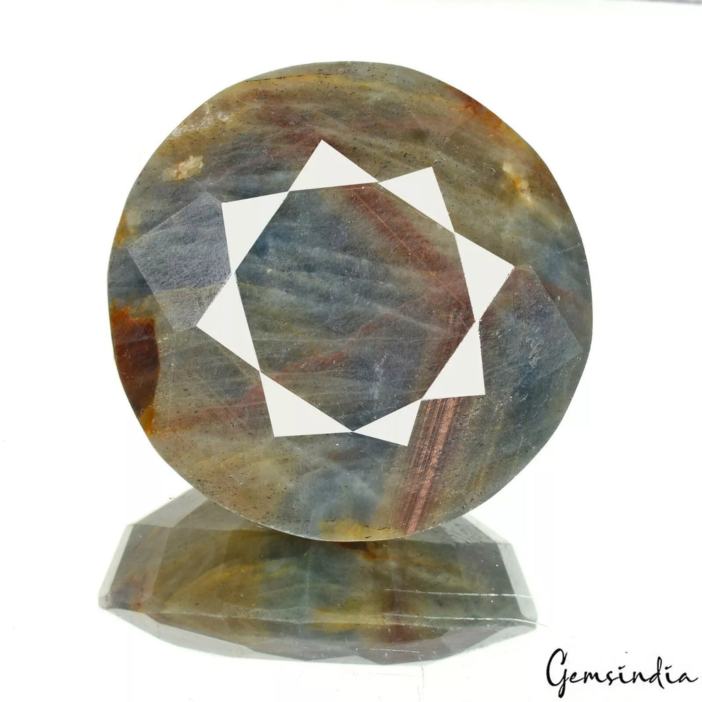 Certified 550 Cts Natural Untreated Bi Color Sapphire Round Cut Loose Huge Gem