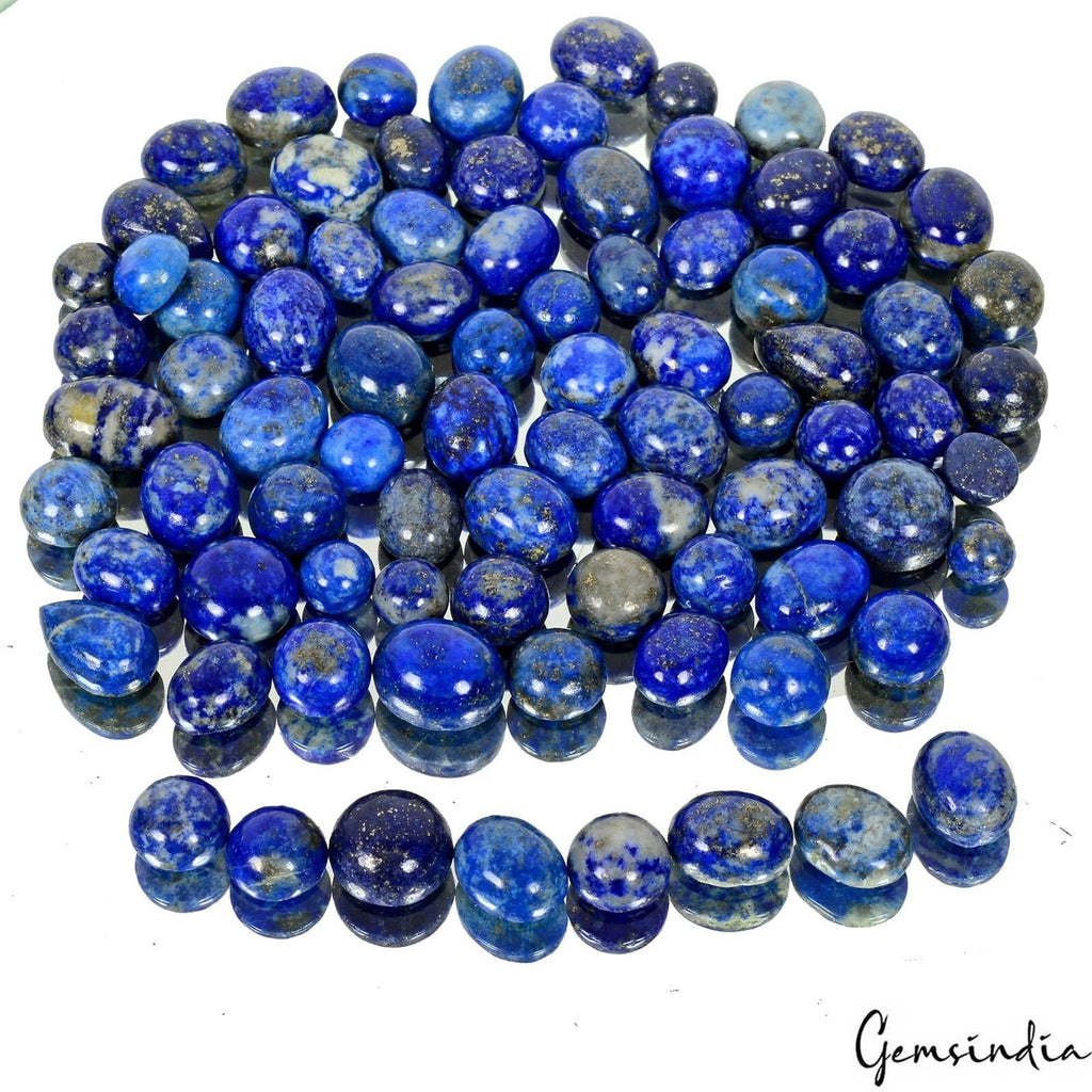300 Cts/84 Pcs Natural Blue Lapis Lazuli 6mm-13mm Mix Cab Loose Gems For Jewelry