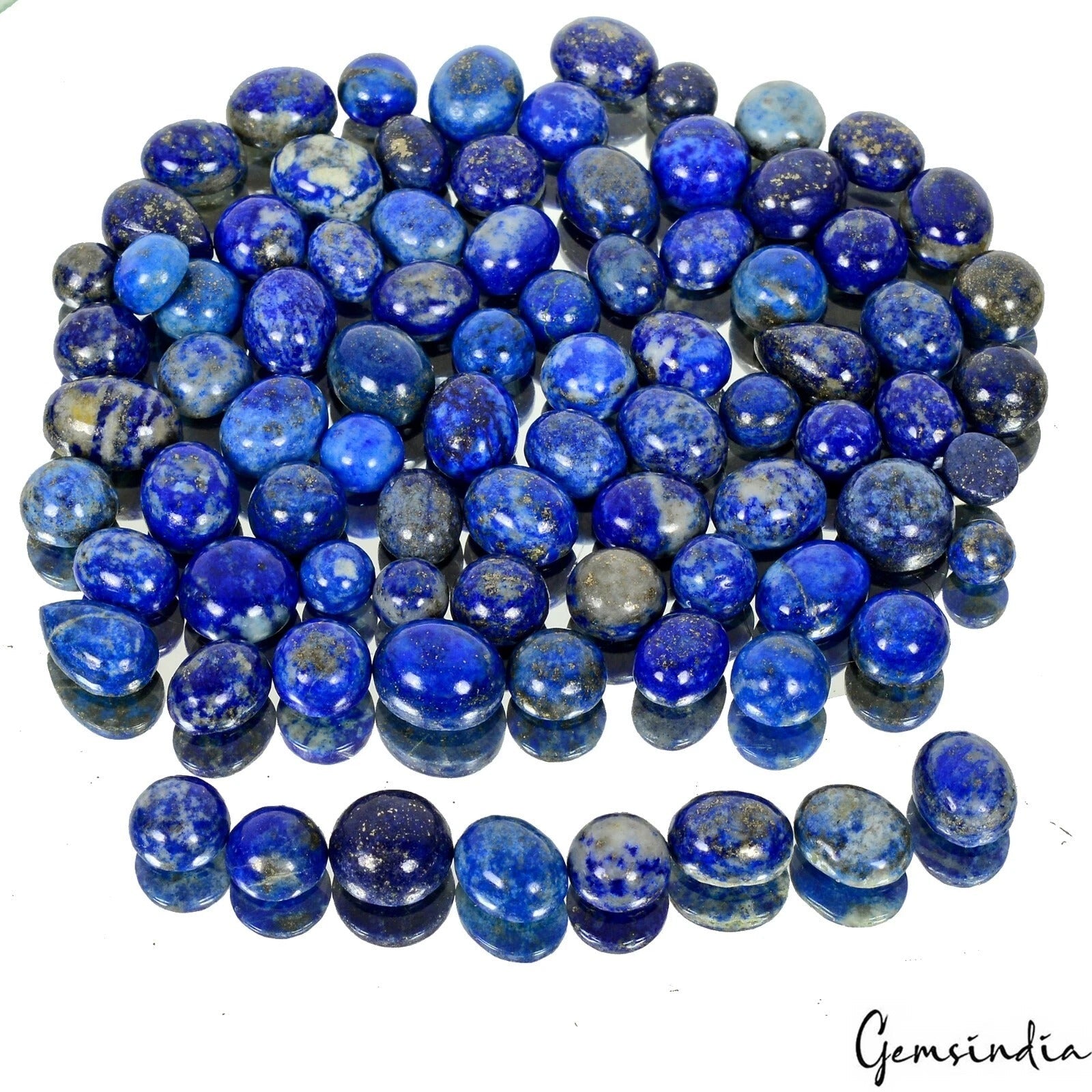 300 Cts/84 Pcs Natural Blue Lapis Lazuli 6mm-13mm Mix Cab Loose Gems For Jewelry