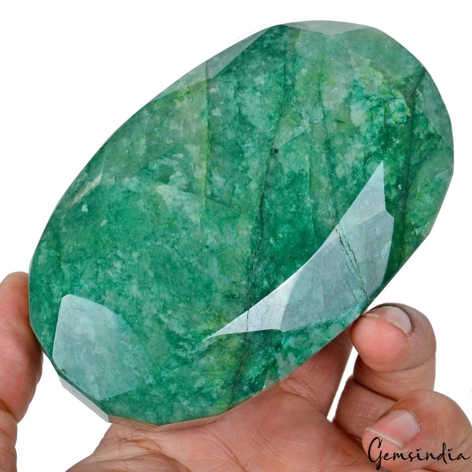 Emerald Loose Gemstone, Oval Cut, Color Enhanced — 110x69x47 mm, 3130 Ct, Brazil
