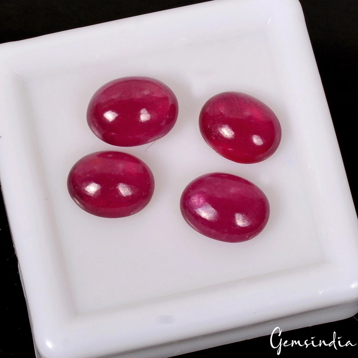 4 Pcs Natural Pink Red Ruby Oval Cabochon 7mm-8mm Loose Mozambique Gemstones Lot