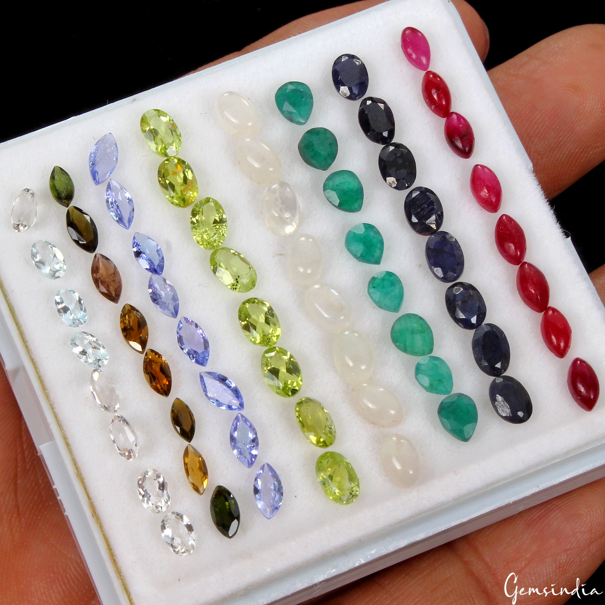 Tanzanite Lot, Loose Gemstone, Oval, Pear, Marquise Faceted & Cabochon, Color Enhanced — 64 Pieces, 5mm to 6mm, 24.29 Ct