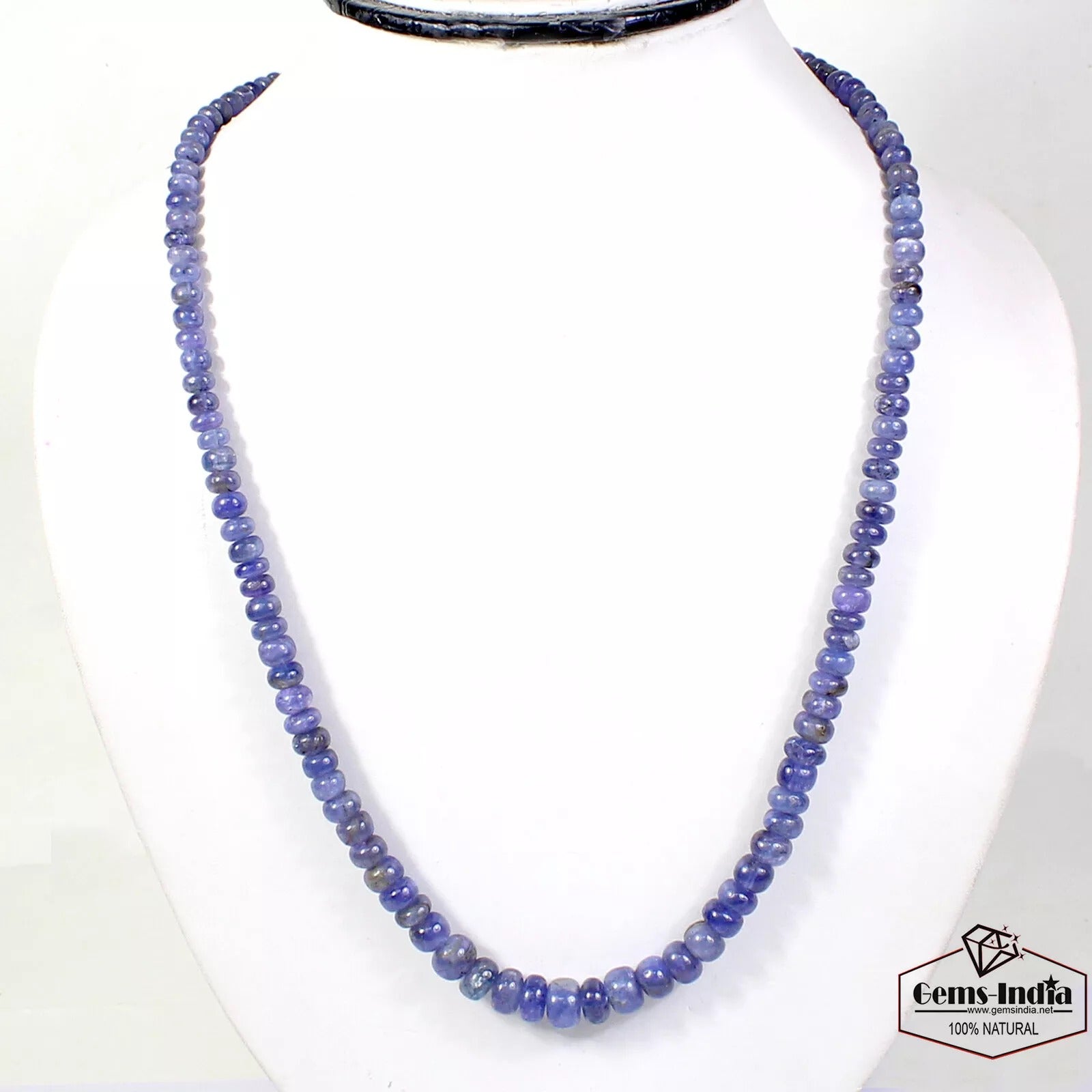 Tanzanite Necklace, Untreated, Blue — 3mm to 8mm, 215 Ct