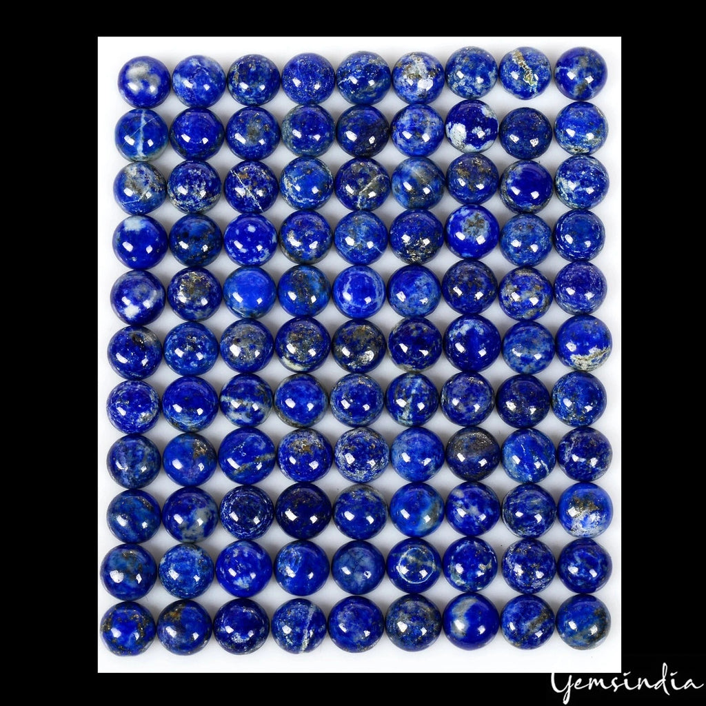 182 Ct/100 Pcs Natural Blue Lapis Lazuli Round Cab Calibrated 7mm Gems For Jewel