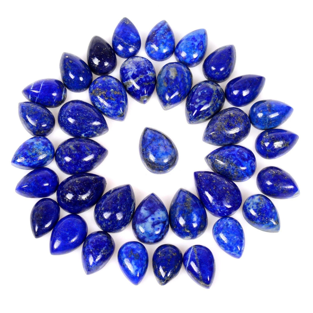 181.60 Ct/36 Pcs Natural Gold Pyrite Lapis Lazuli Pear Cab Loose Gem For Jewelry