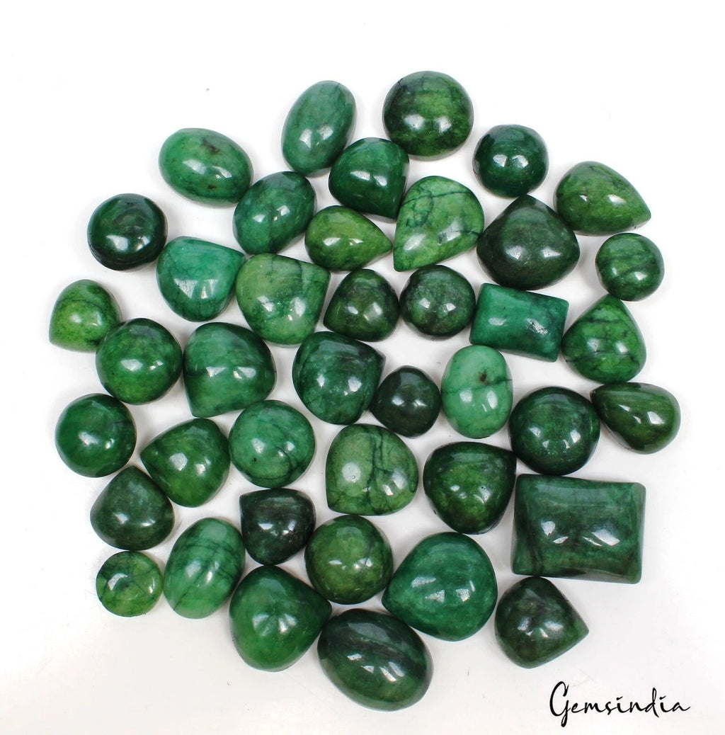 Natural 1200Ct Zambian Green Emerald Cabochon Mix Shape Loose Gemstone Lot 41 Pc