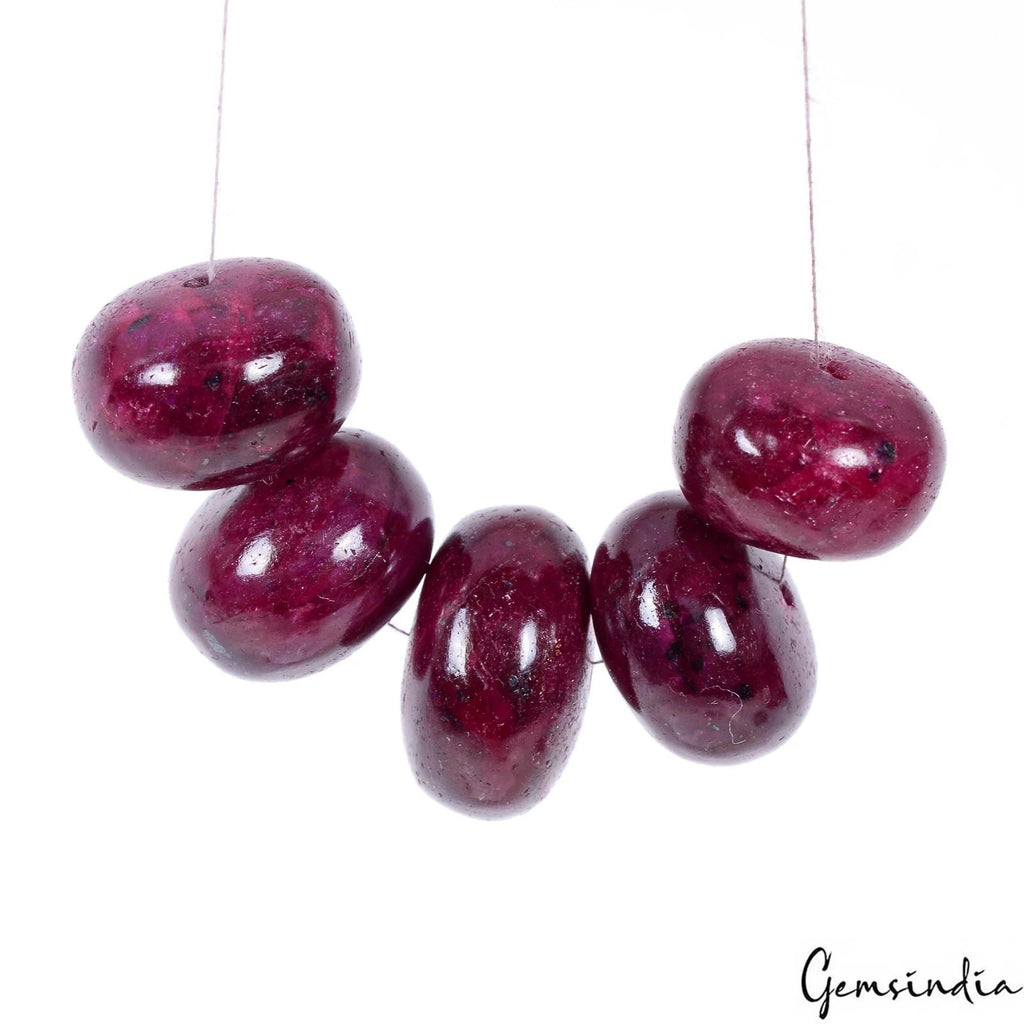 Ruby Beaded Strand, Round Cabochon, Color Enhanced — 20mm, 690 Ct