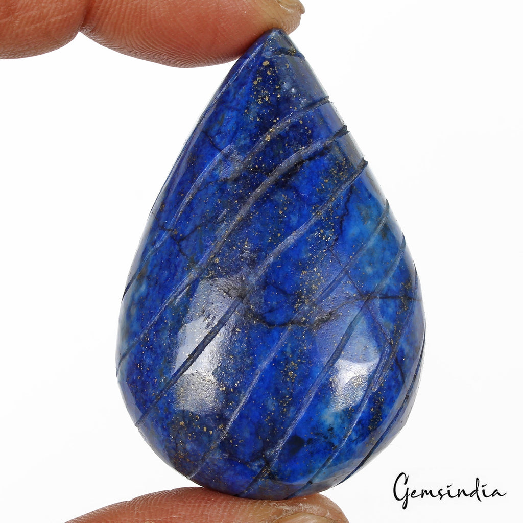250 Cts Natural Blue Lapis Lazuli Pear Hand Carving Earth Mined Huge loose Gem