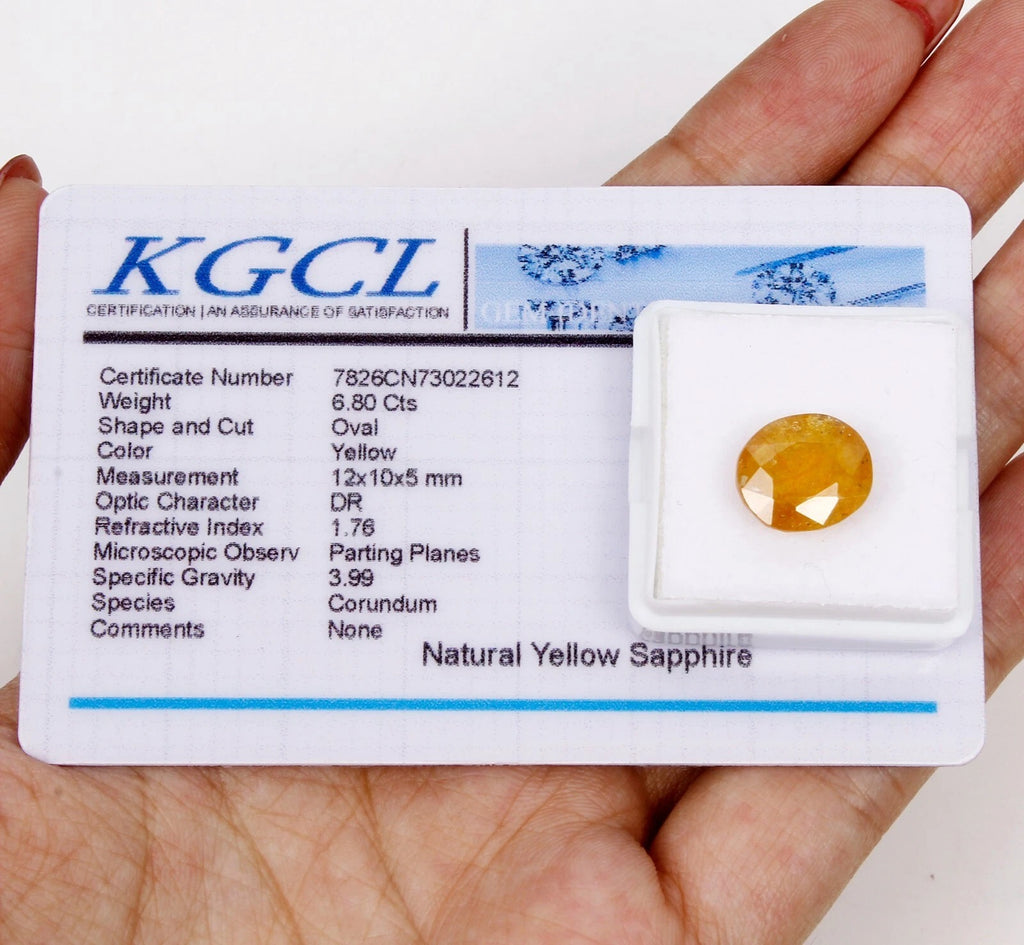 Sapphire Loose Gemstone, Untreated, Yellow — 12x10x5 mm, 6.80 Ct, Sri Lanka