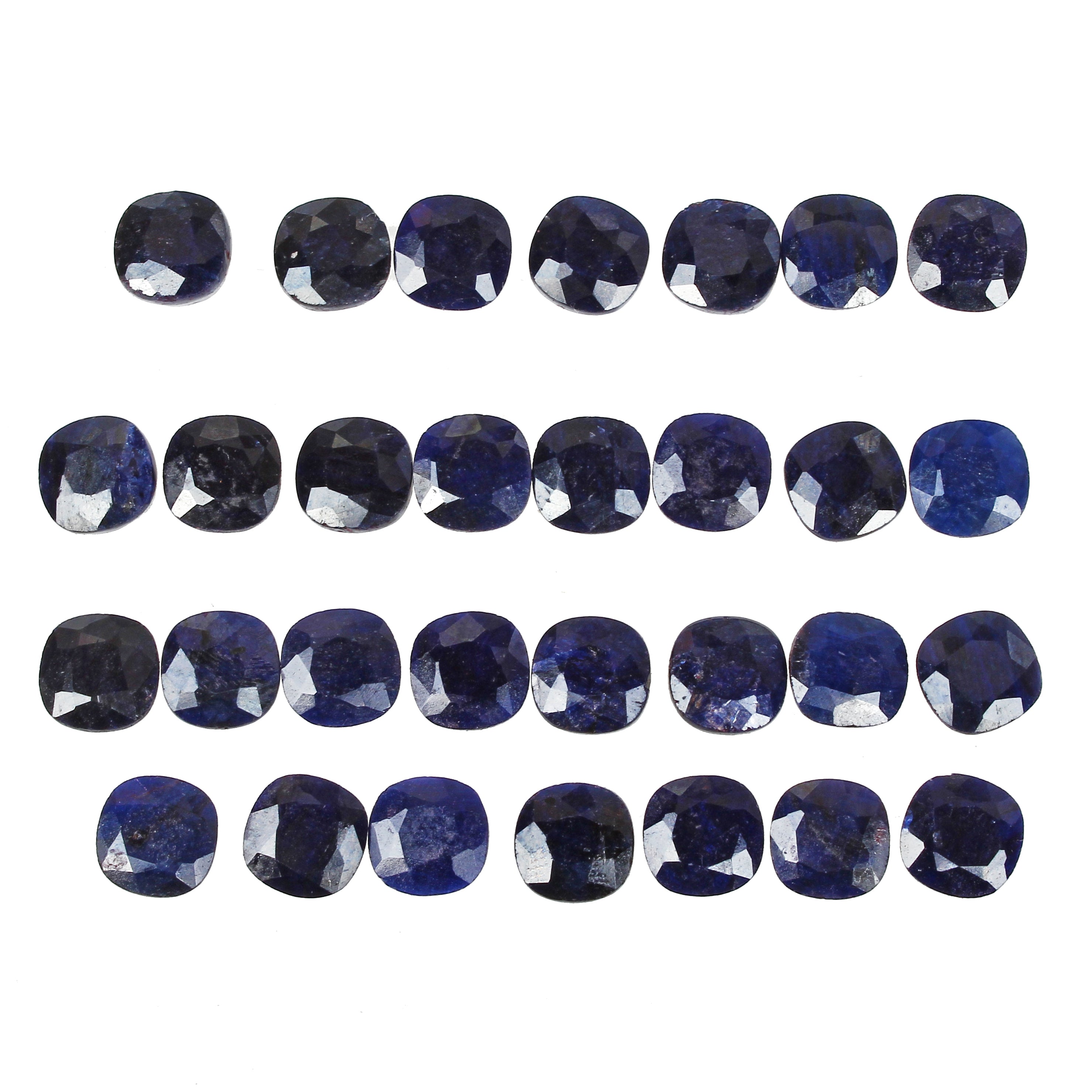 143.50Ct/30Pcs Natural Blue Sapphire Cushion Cut Calibrated 10mm Gem For Jewelry