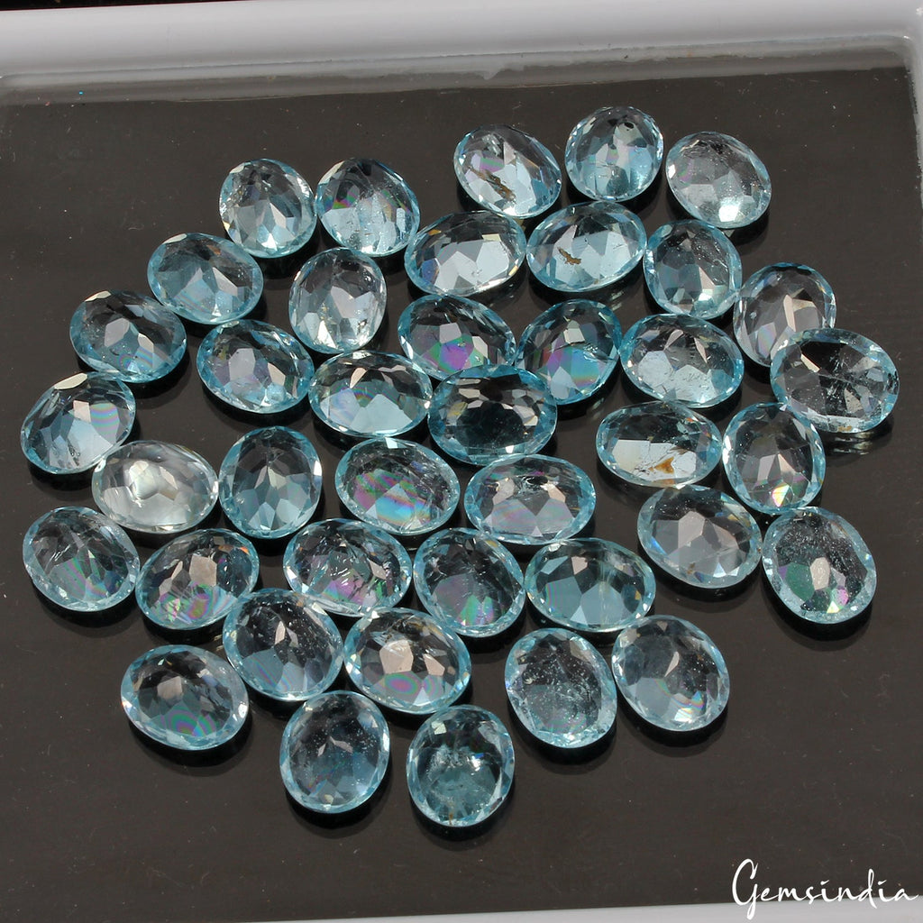 40 Pcs Natural Blue Topaz 9-10mm Oval Cut Top Quality Loose Gemstones 121.80 Ct