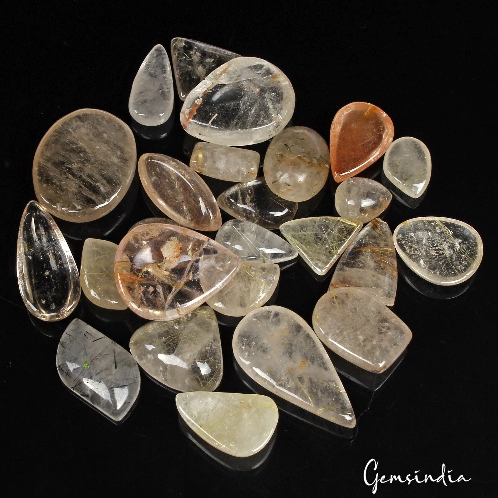 360 Ct Natural Rutile Quartz Mix Shape Loose Untreated 13-33mm Gemstones~ 25 Pcs