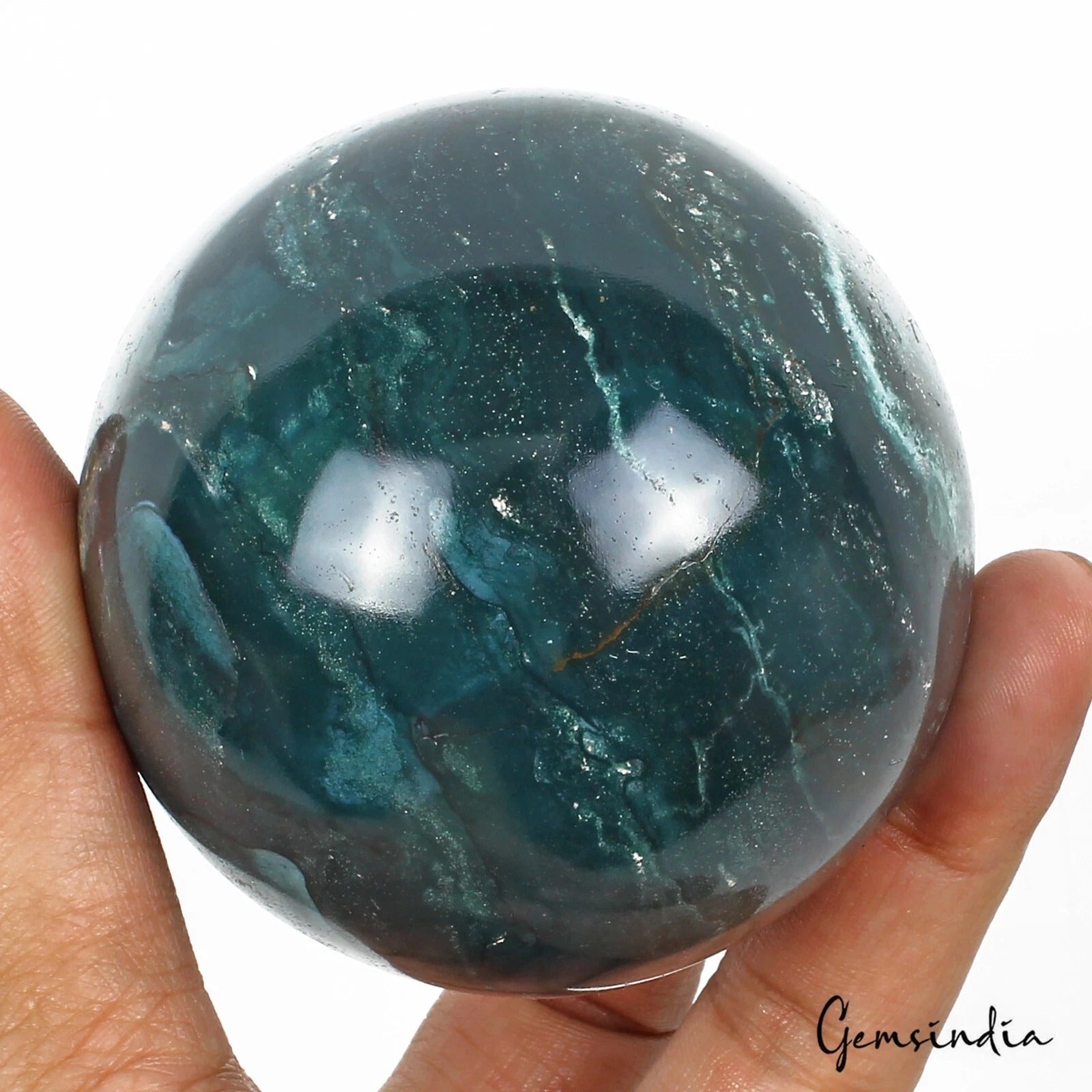 3100 Cts Natural Untreated Green Moss Agate Healing Crystal Sphere Huge Gem 3"
