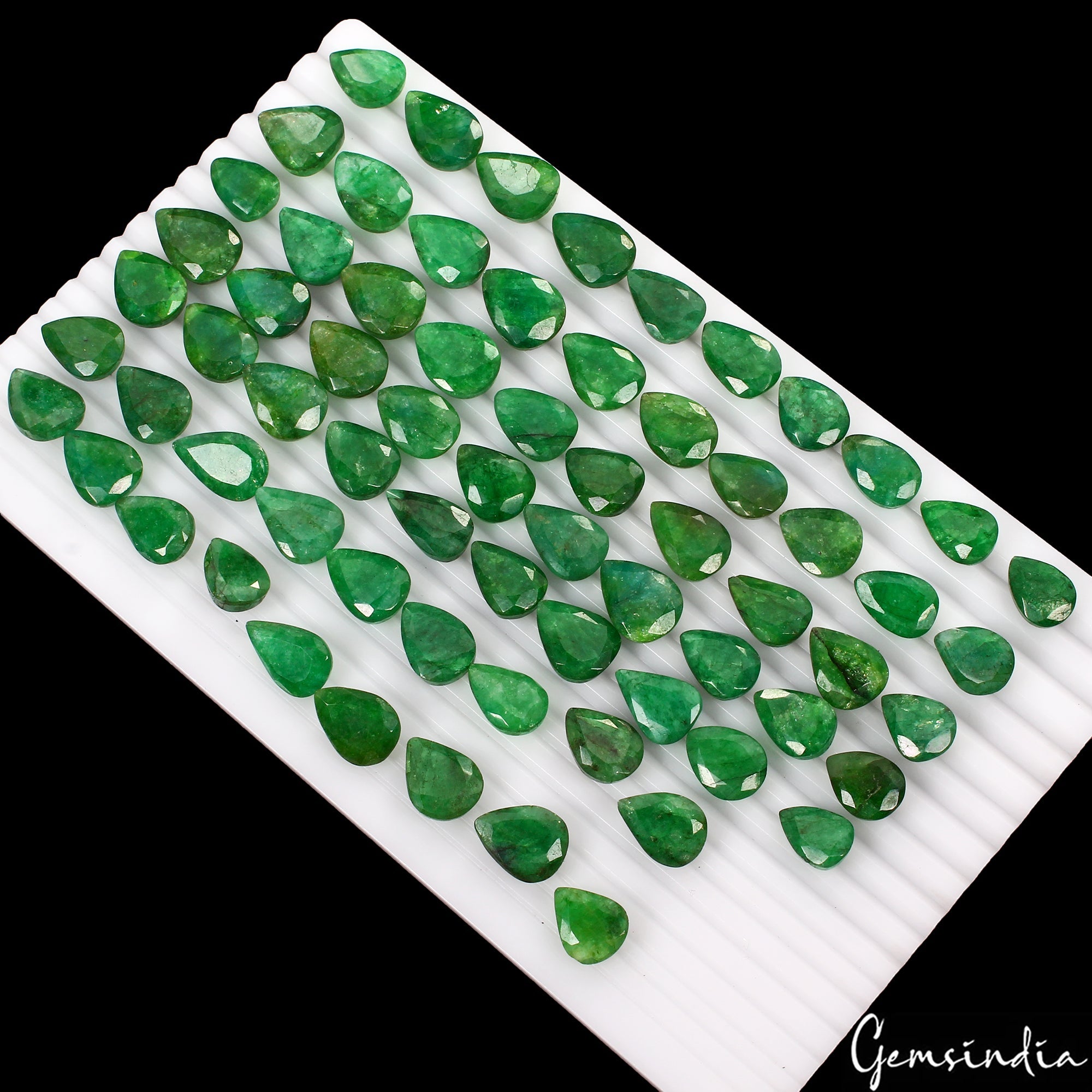800 Cts Natural Finest Green Emerald Pear Cut Loose Ring Size Gemstones ~68 Pcs