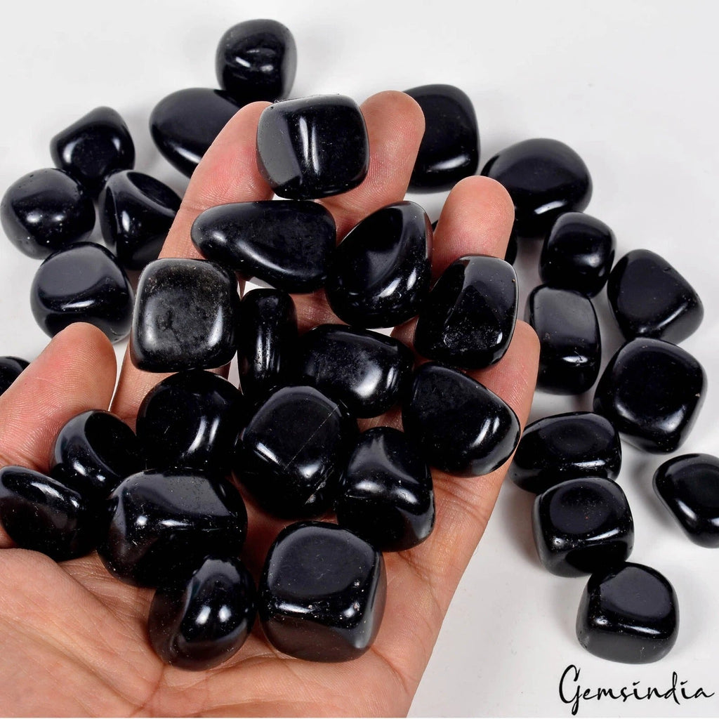 500 Cts/6 Pcs Black Natural Healing Meditation Obsidian Tumbled Shape Gems Lot