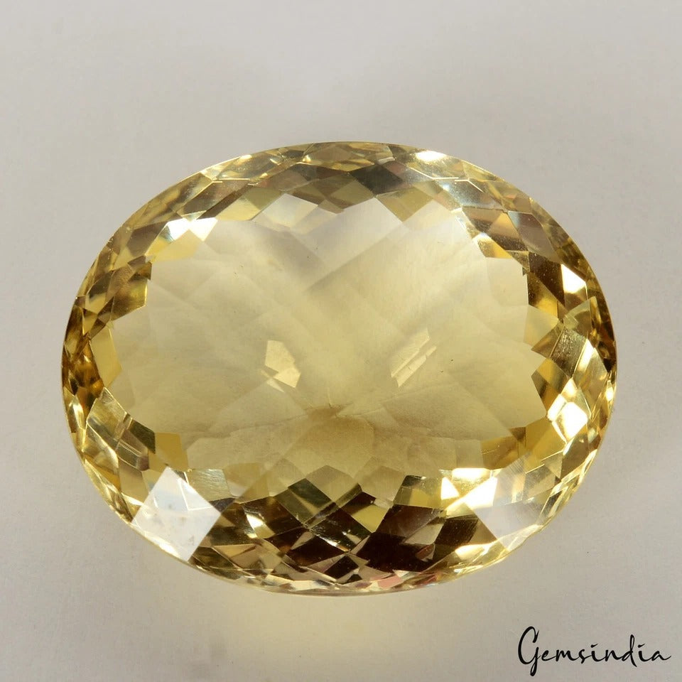 38.90 Ct VVS Natural Citrine AAA Yellow Huge Oval Checker Cut Dazzling Gemstone