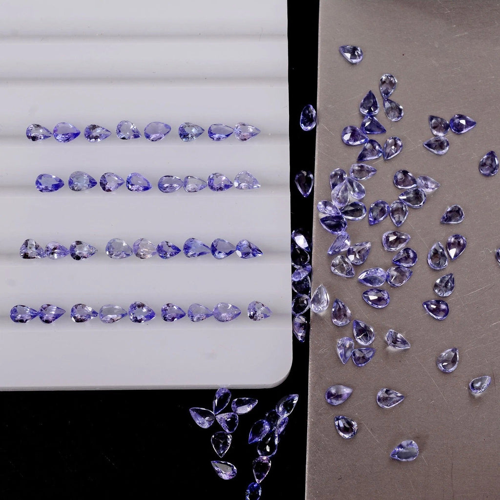 13.20 Ct/105 Pcs Natural Blue Untreated Tanzanite Pear Calibrated 4x3mm Gems Lot