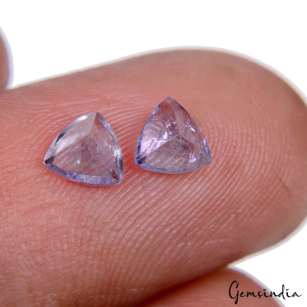0.80 Ct/ 2 Pcs Natural Blue Tanzanite 5mm Trillion Cut Rare Certified Gemstones