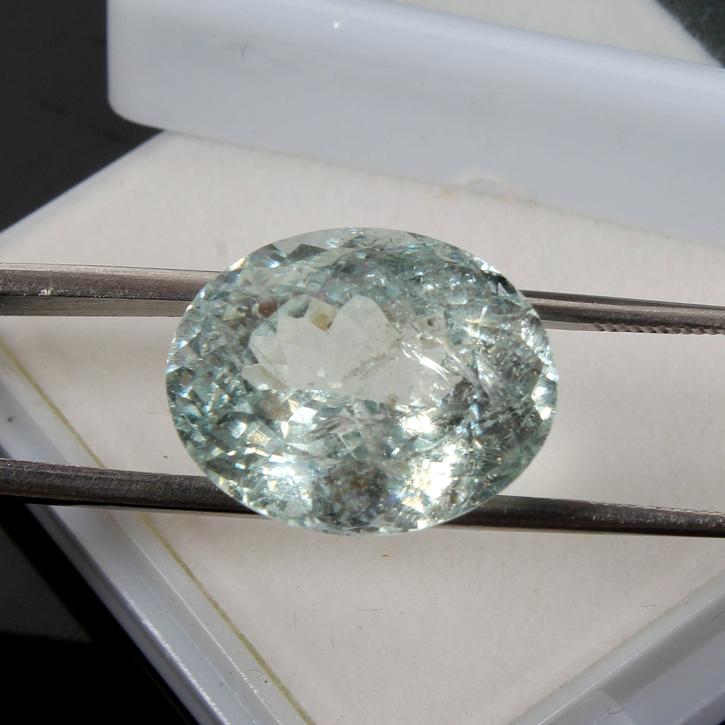 15.20 Cts Natural Aqua Blue Aquamarine Oval Cut Unheated Loose Gemstone, Brazil