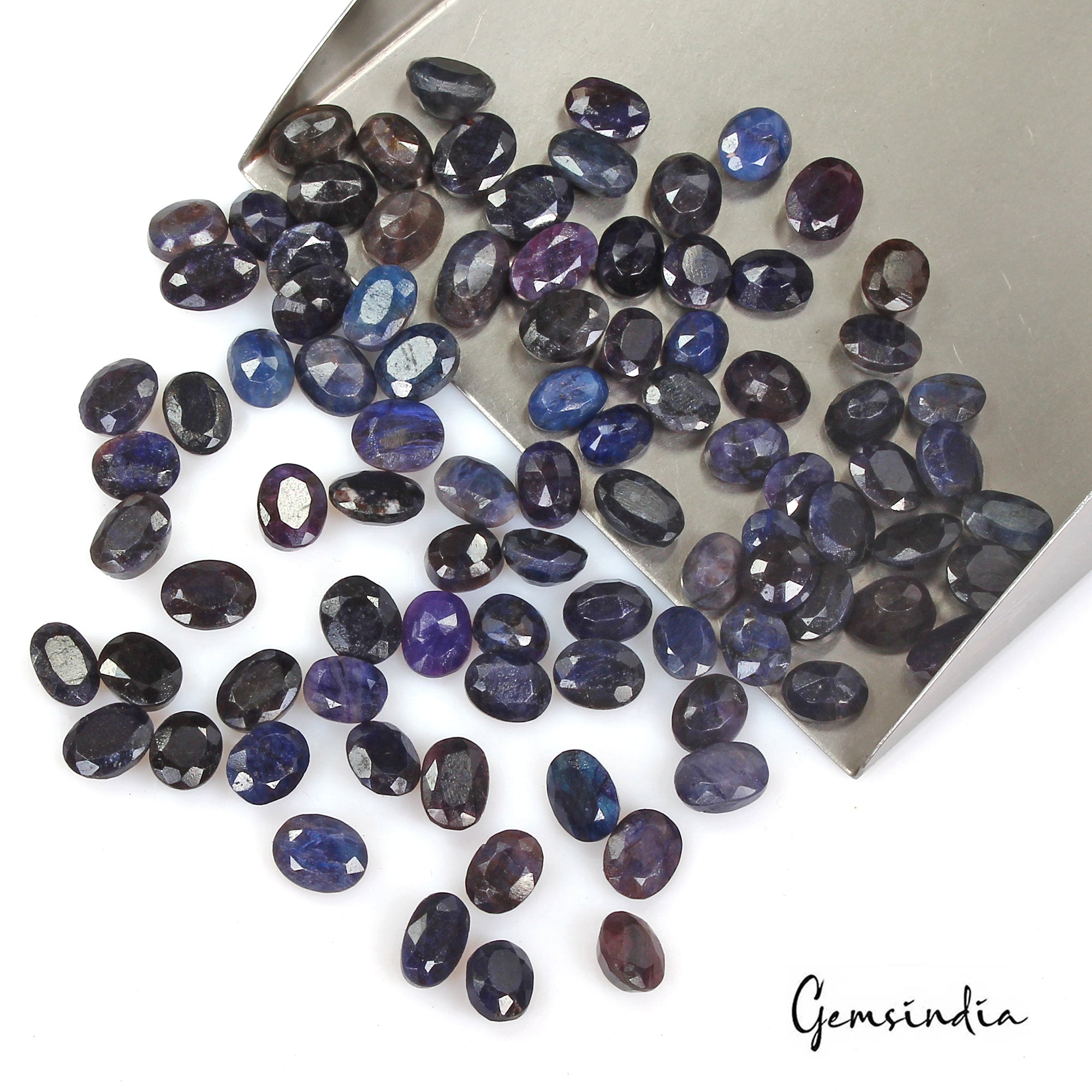 Certified 220 Cts/90 Pcs Natural Blue Sapphire Oval Cut Loose Gems For Jewelry
