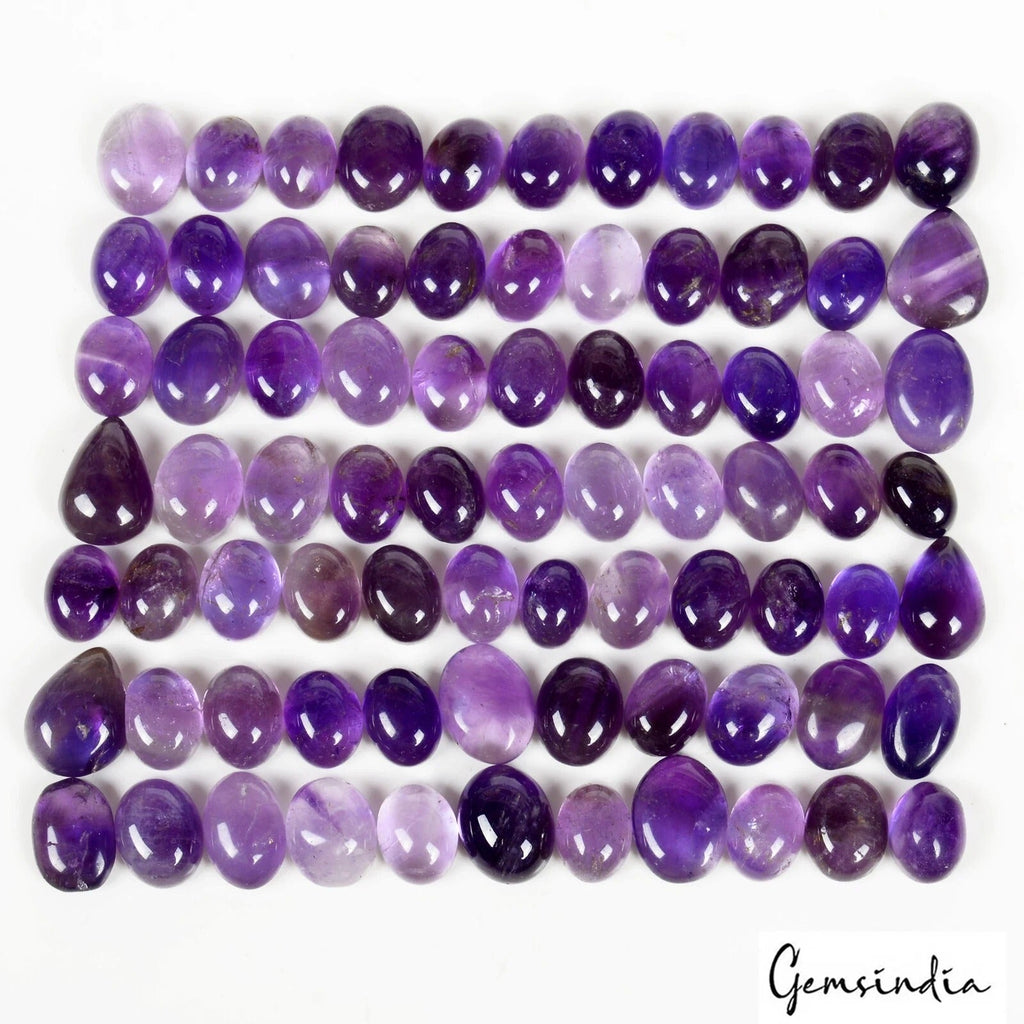 195 Cts/78 Pcs Natural Untreated Purple Amethyst Mix Cab Loose Gems For Jewelry